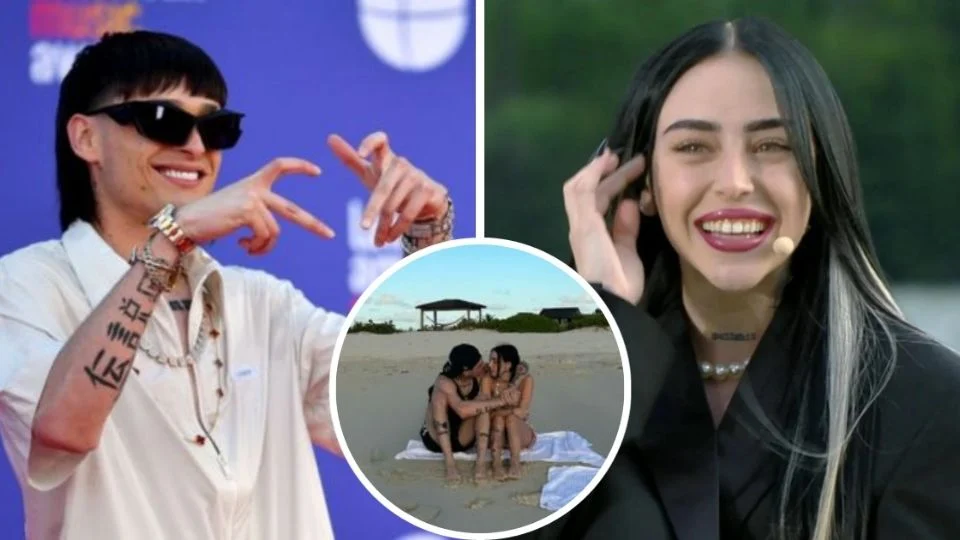 Peso Pluma compartió fotos abrazando a Nicki Nicole en la playa